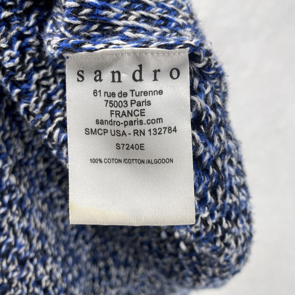Sandro Paris Blue White Space Dye Cable Knit Cotton Sweater Size 3 Large L - Picture 4 of 11